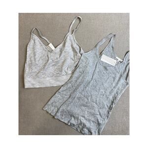Skin Worldwide Organic Cotton Raisa Tank & Malin Crop Top, Gray, Large, 130$